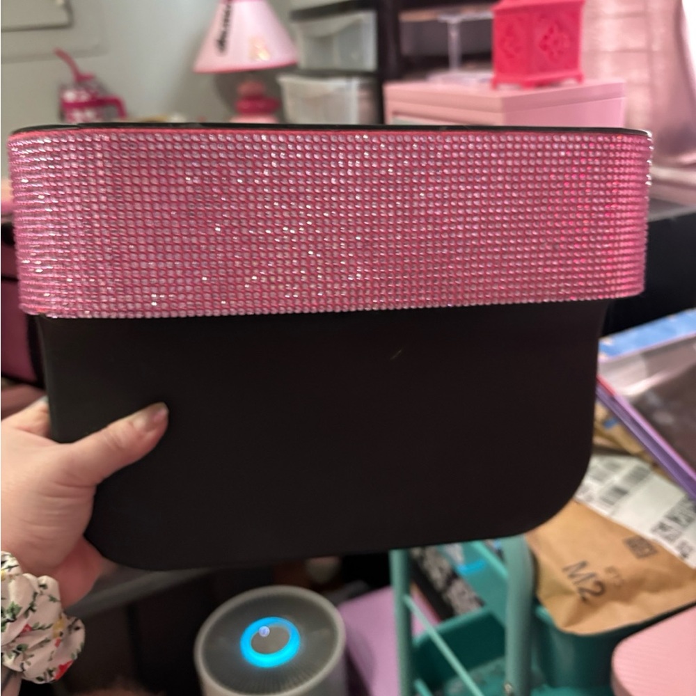 Car between seat cup holder storage thing pink rhinestone
